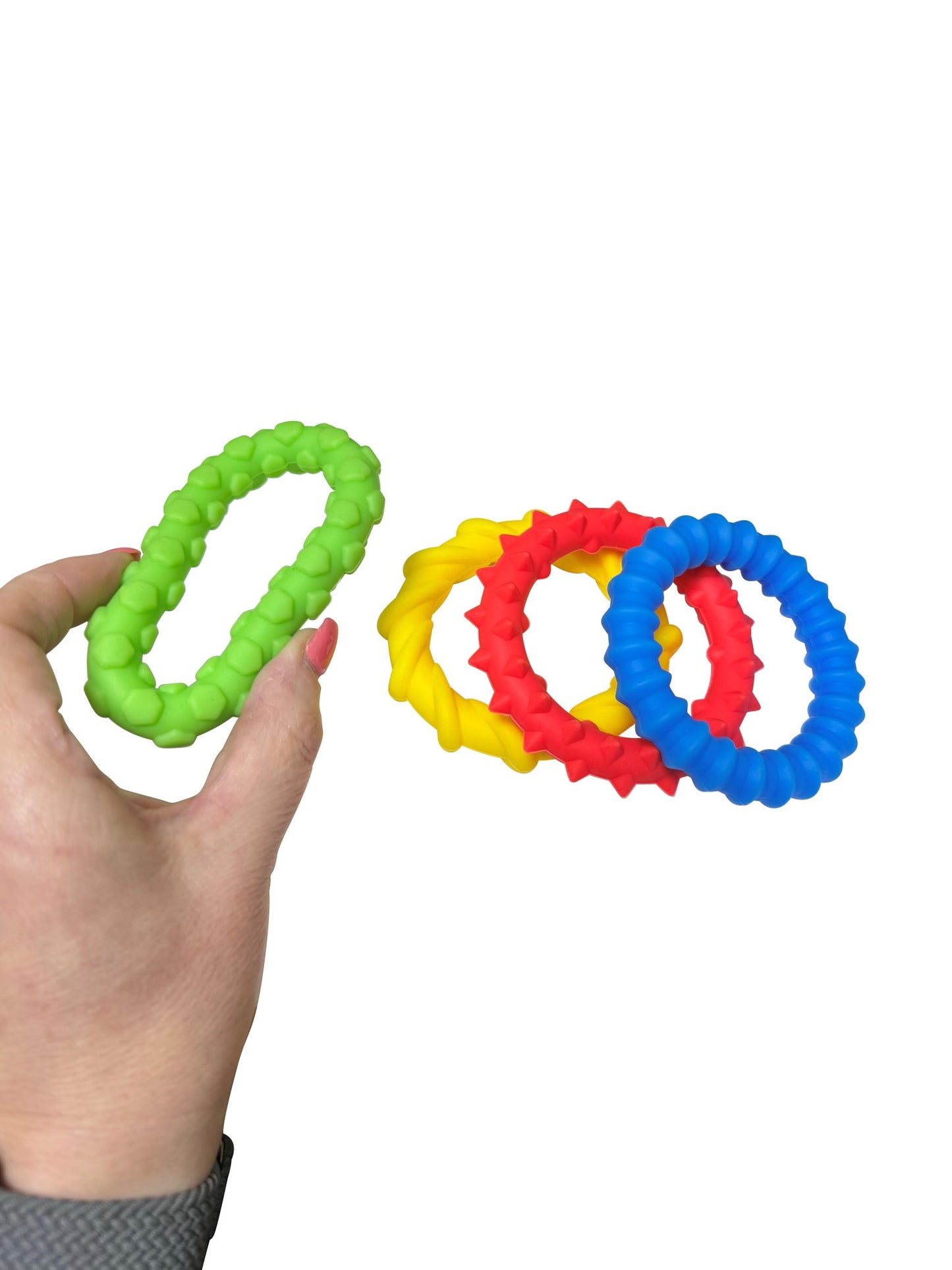 Sensory assorted texture rings 4stk