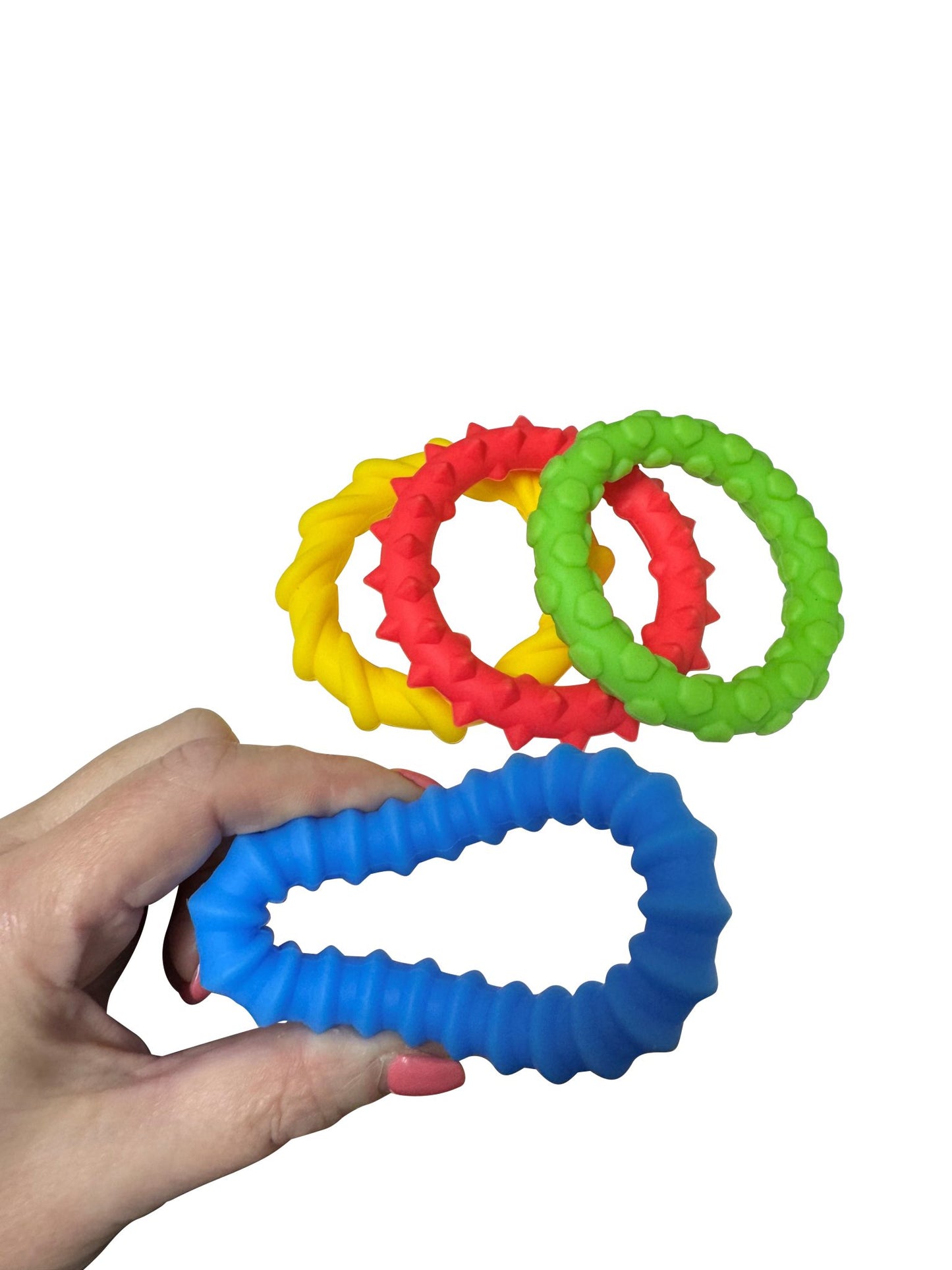 Sensory assorted texture rings 4stk