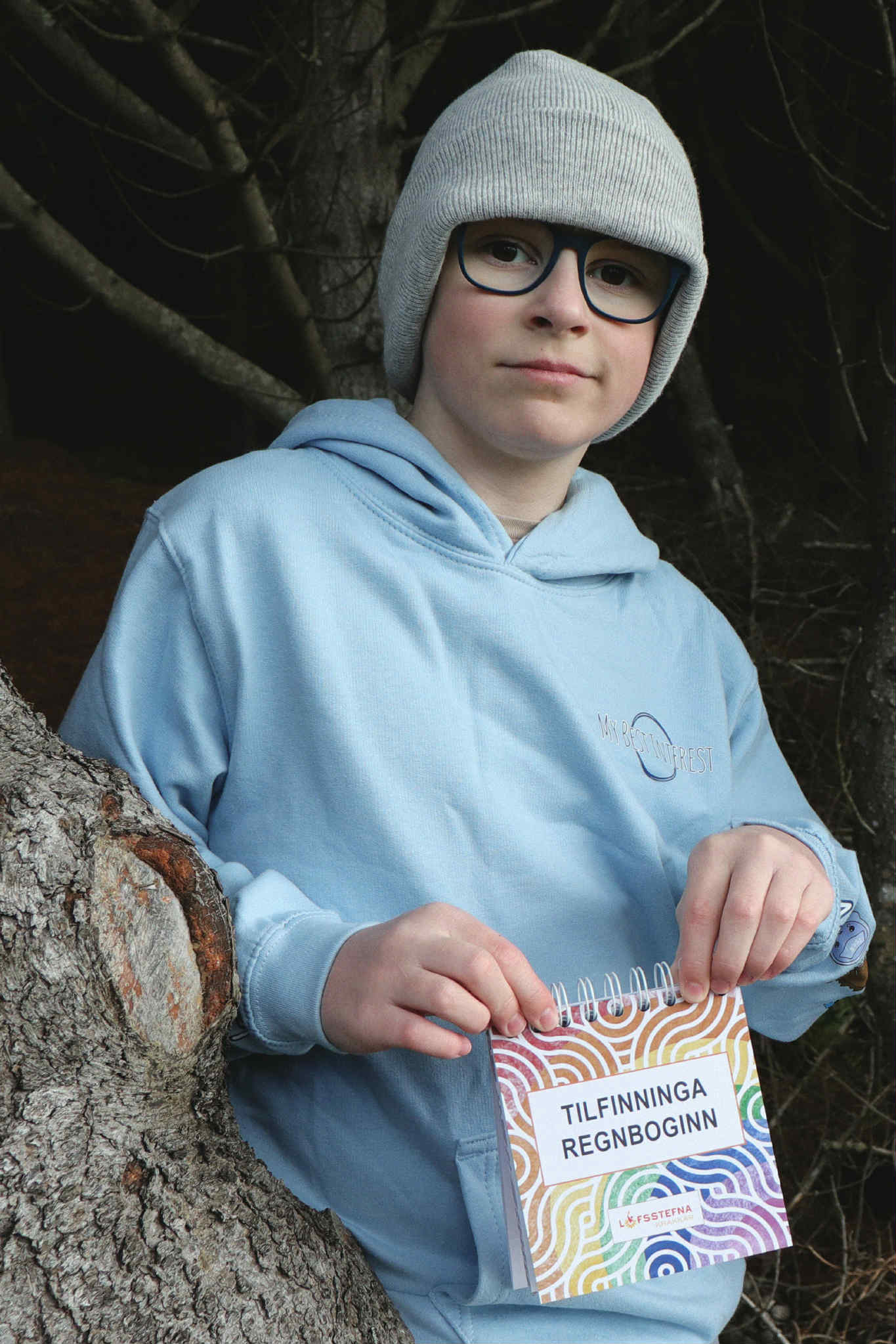 Samskiptapeysa með hettu - Ljósblá