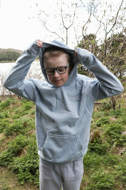 Samskiptapeysa með hettu - Ljósblá