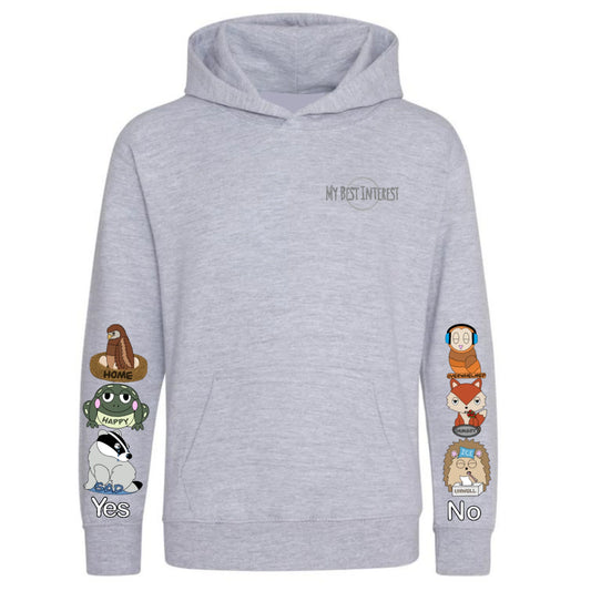Samskiptapeysa með hettu - Grá